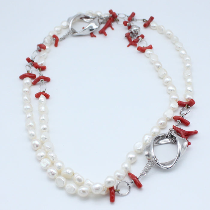 Elegant - Collana con perle e corallo