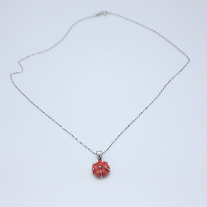 Minimal Bios - Collana fiore corallo Rosso/Rosa