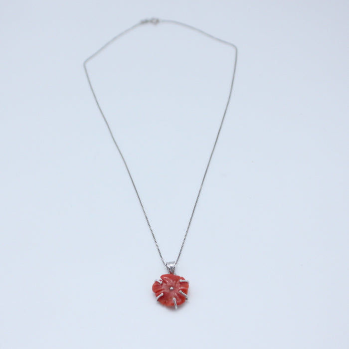 Minimal Bios - Collana fiore corallo Rosso/Rosa