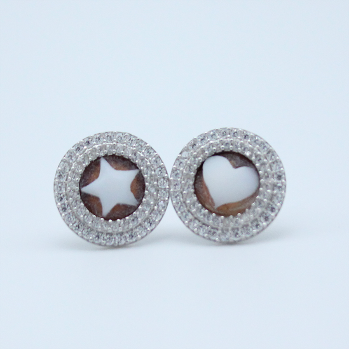 Star & Heart Rounds - Orecchini cammeo