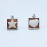 Star & Heart Square- Cameo Earrings